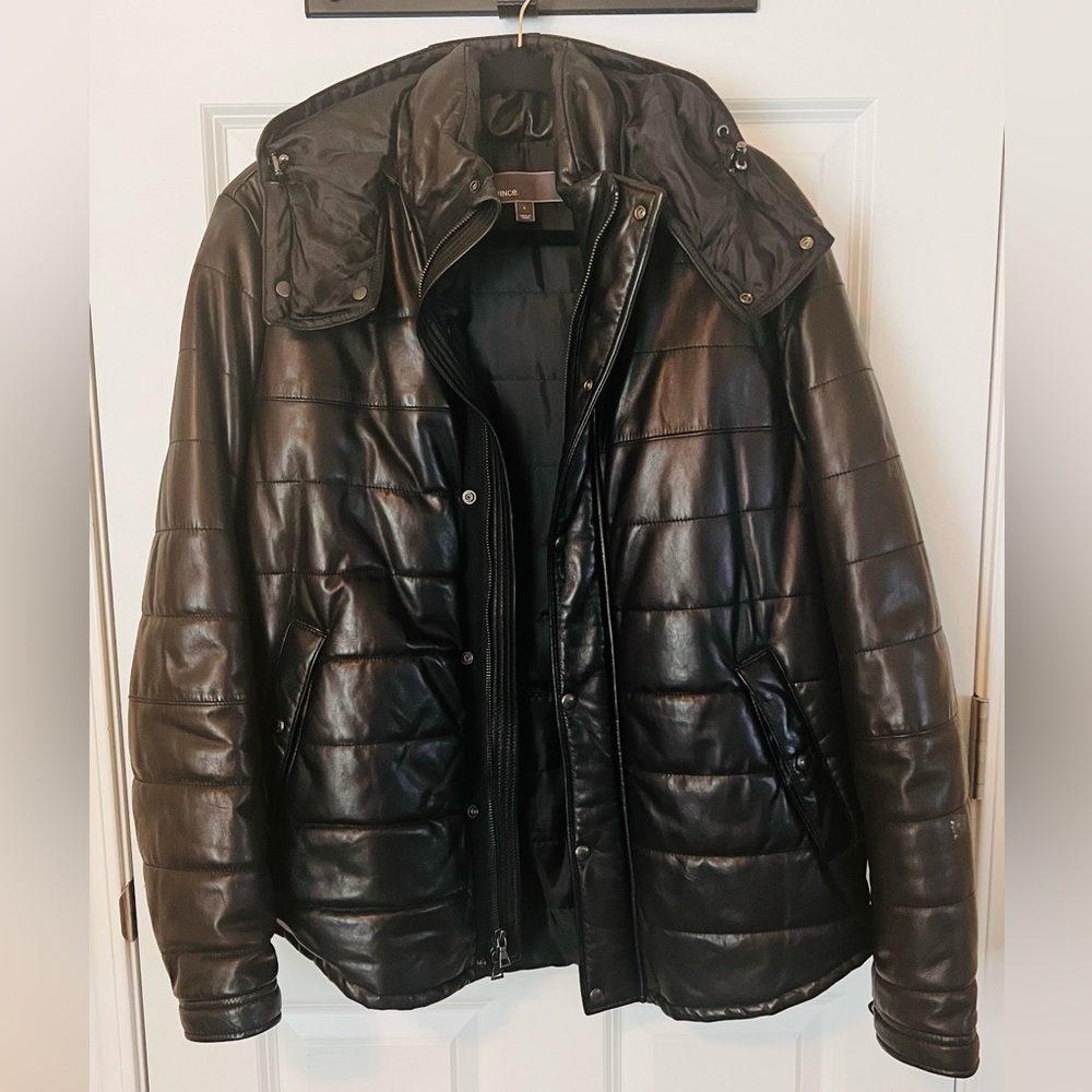 VINCE LAMBSKIN LEATHER BOMBER